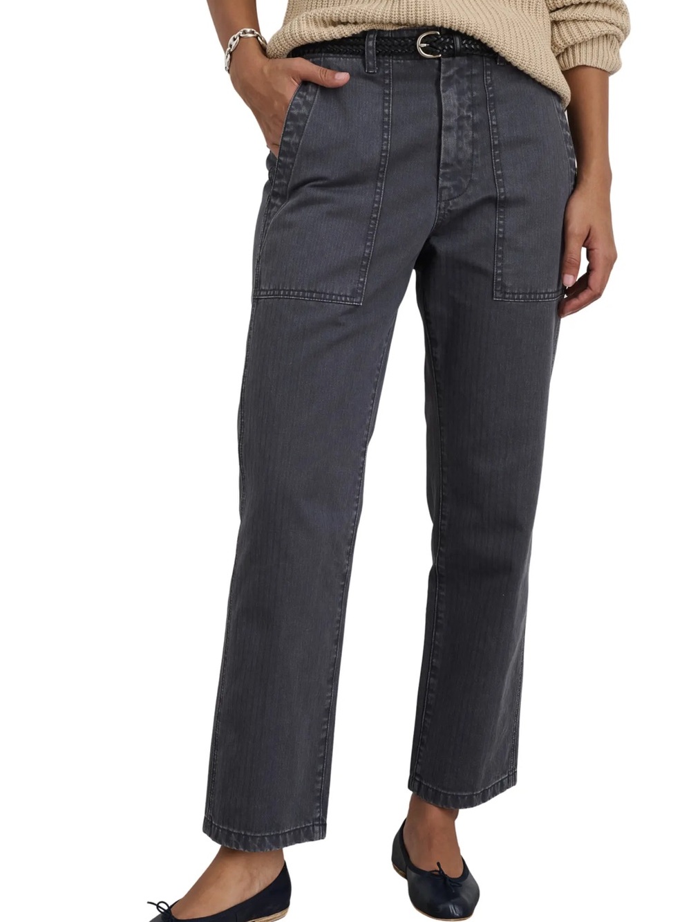 Alex Mill Straight Leg Utility Pants in Washed Black, size 6